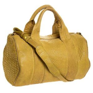 Pebbled Alexander Wang Rocco Stud Duffel Bag- Mustard